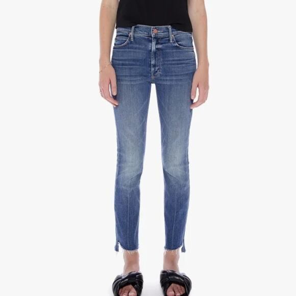 MOTHER The Dazzler Mid Rise Ankle Step Fray Jeans Walking On Coals Wash - Picture 1 of 11